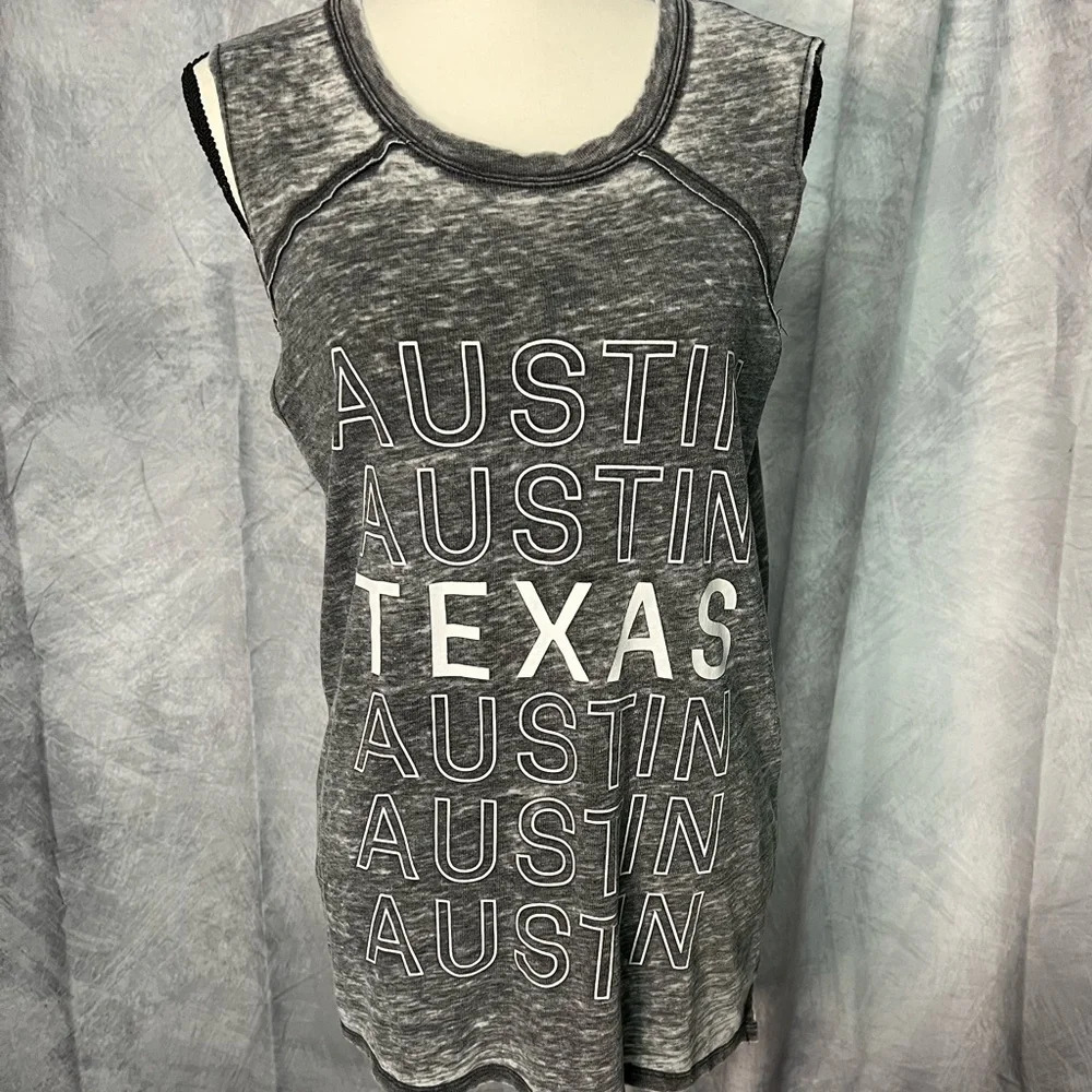 Grayson Threads Austin Texas Sleeveless Gray Burnout Tank Top - size Large - Picture 3 of 9